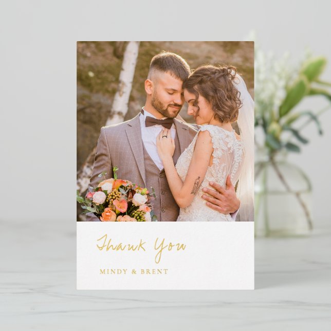 Tarjeta de agradecimiento de boda moderna minimali (Anverso de pie)