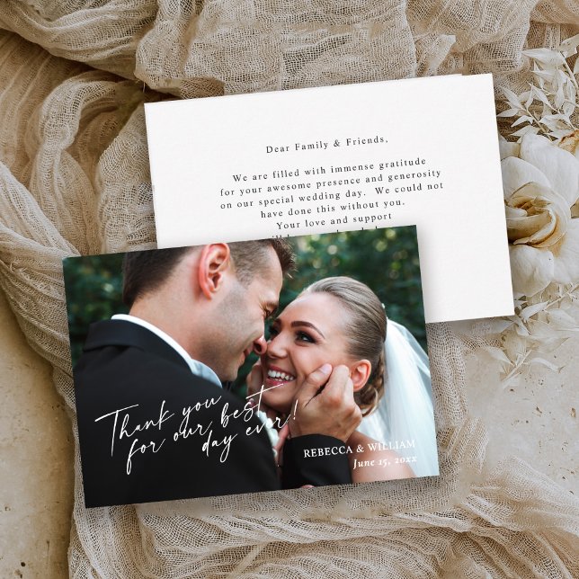 Tarjeta de agradecimiento de boda moderna simple c (Subido por el creador)