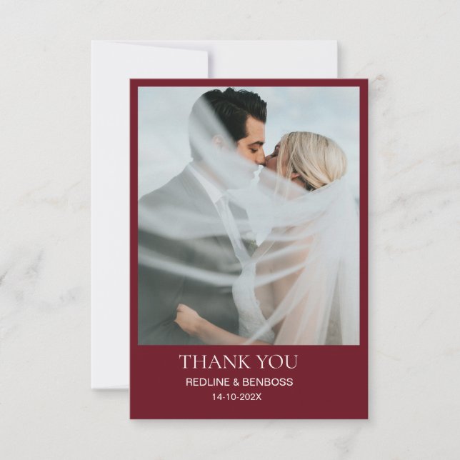 Tarjeta de agradecimiento de boda moderna simple c (Anverso)