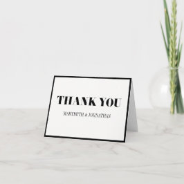 Tarjeta de agradecimiento de boda moderna y negrit