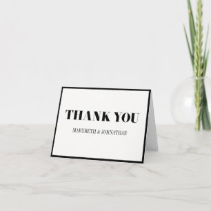 Tarjeta de agradecimiento de boda moderna y negrit