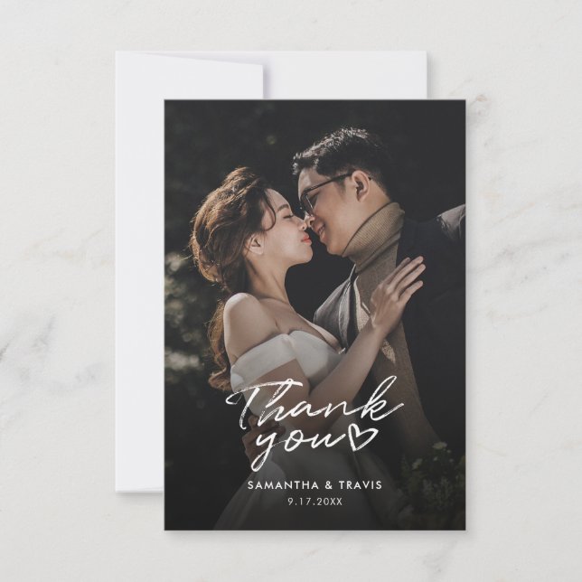 Tarjeta de agradecimiento de Boda moderno fotográf (Anverso)