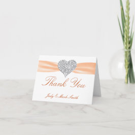 Tarjeta de agradecimiento de boda naranja corazón