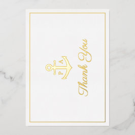 Tarjeta de agradecimiento de boda náutica con lámi