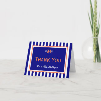 Tarjeta de agradecimiento de boda náutica Coral y 