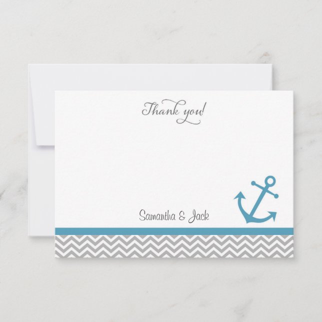 Tarjeta de agradecimiento de Boda náutico (Anverso)