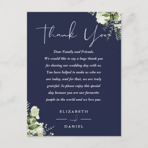 Tarjeta de agradecimiento de boda Navy Blue Greene