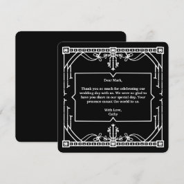 Tarjeta de agradecimiento de boda negra