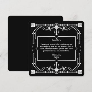 Tarjeta de agradecimiento de boda negra