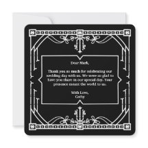 Tarjeta de agradecimiento de boda negra