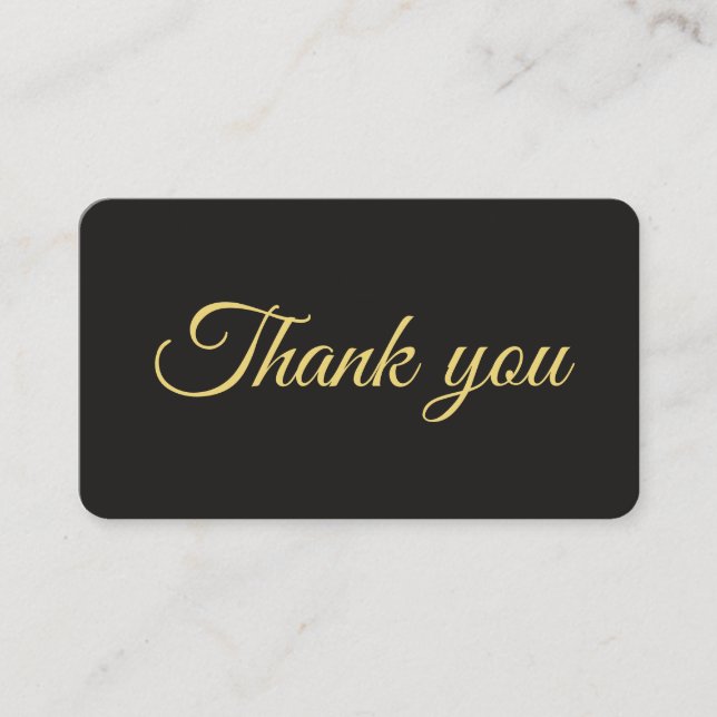Tarjeta de agradecimiento de Boda negro y dorado m (Anverso)