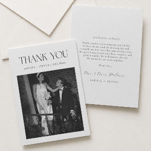 Tarjeta de agradecimiento de boda Old Money en bla