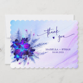 Tarjeta de agradecimiento de boda Orquídea Azul
