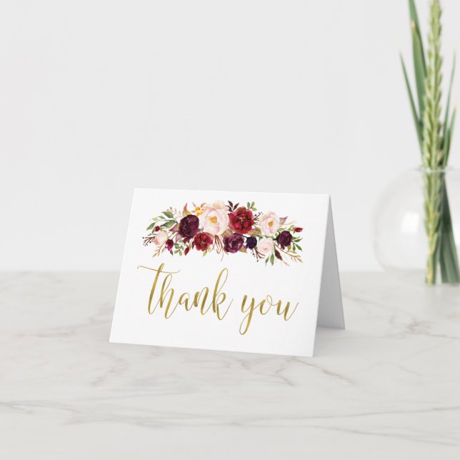 Tarjeta de agradecimiento de boda otoñal Floral Go (Anverso)