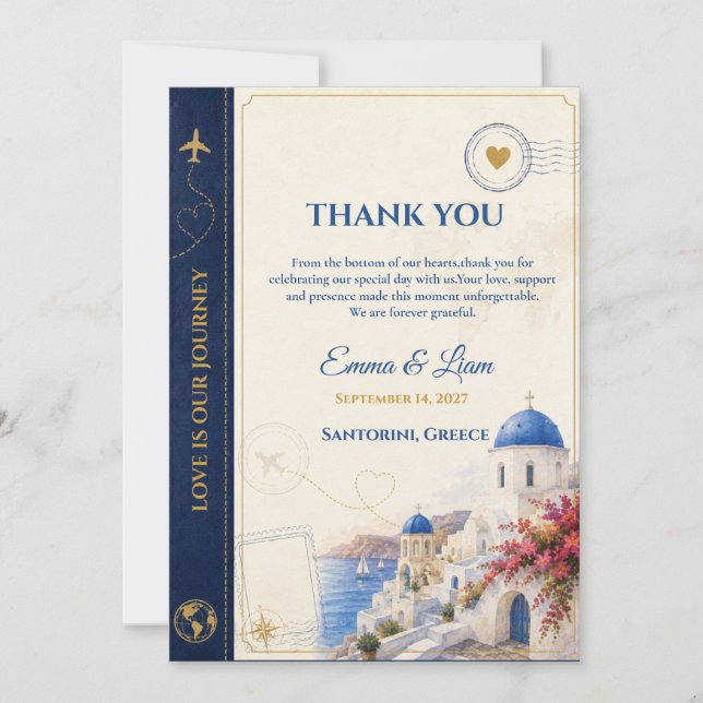 Tarjeta de agradecimiento de boda Pasaporte (Anverso)