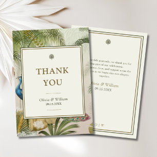 Tarjeta de agradecimiento de boda Peacock Palm