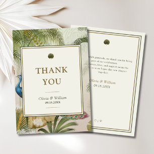 Tarjeta de agradecimiento de boda Peacock Palm