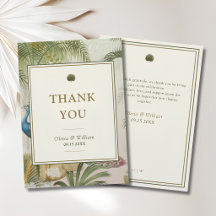 Tarjeta de agradecimiento de boda Peacock Palm