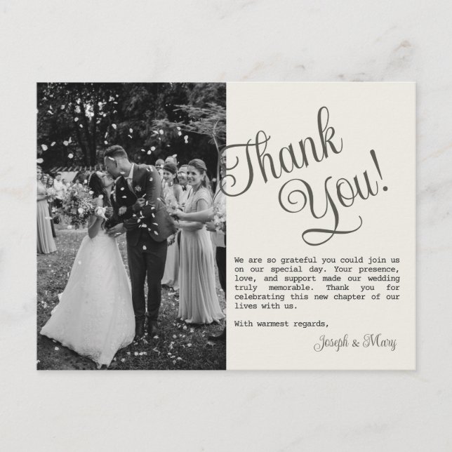 Tarjeta de agradecimiento de boda personalizable c (Anverso)