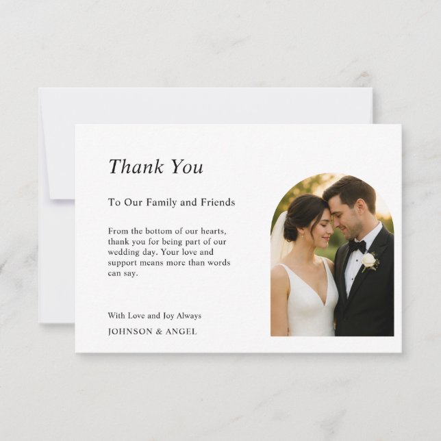 Tarjeta de agradecimiento de boda personalizada (Anverso)