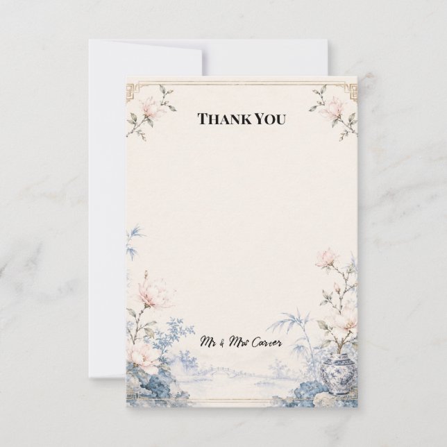 Tarjeta de agradecimiento de boda personalizada (Anverso)