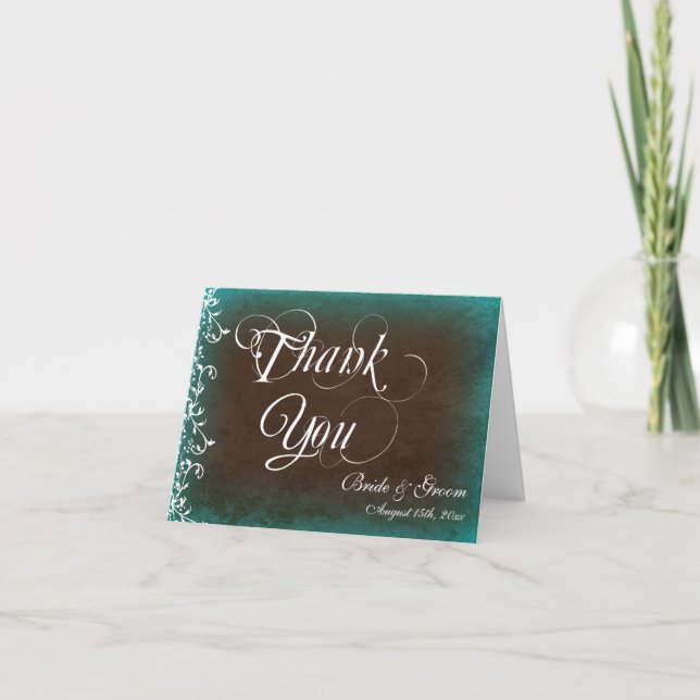 Tarjeta de agradecimiento de boda personalizada de (Anverso)
