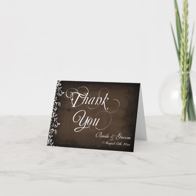 Tarjeta de agradecimiento de boda personalizada de (Anverso)