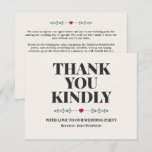 Tarjeta de agradecimiento de boda personalizada pa