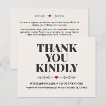 Tarjeta de agradecimiento de boda personalizada pa