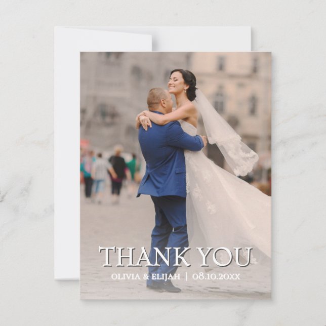 Tarjeta de agradecimiento de boda personalizada ro (Anverso)