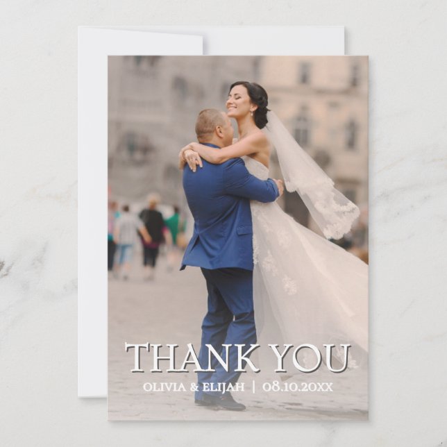 Tarjeta de agradecimiento de boda personalizada ro (Anverso)