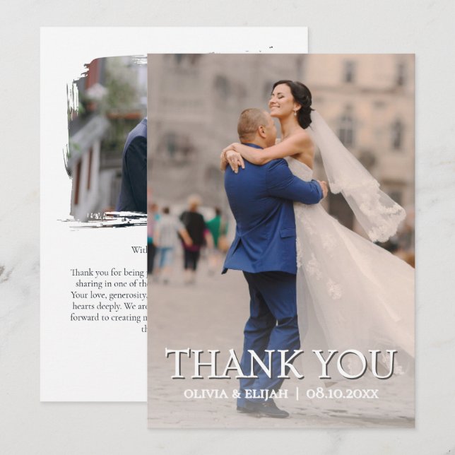 Tarjeta de agradecimiento de boda personalizada ro (Anverso / Reverso)