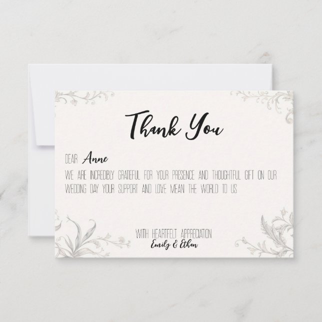 Tarjeta de agradecimiento de boda personalizada si (Anverso)