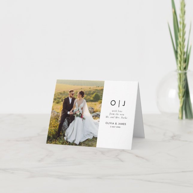 Tarjeta de agradecimiento de boda personalizada si (Anverso)