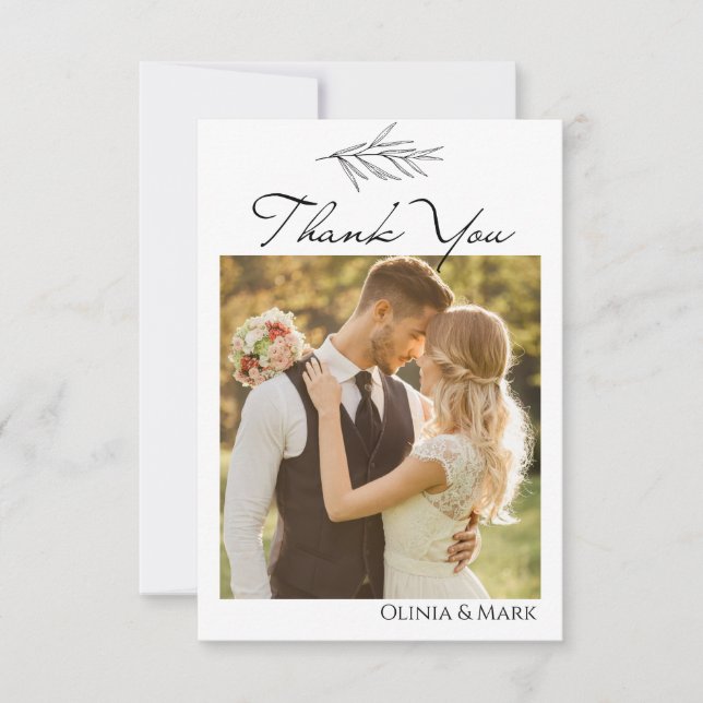 Tarjeta de agradecimiento de boda personalizada si (Anverso)