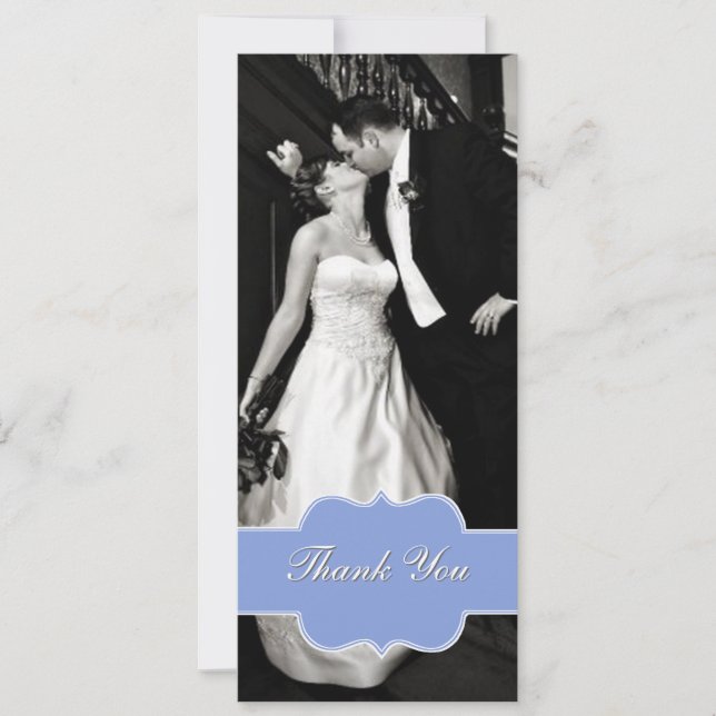 Tarjeta de agradecimiento de boda plana con foto e (Anverso)