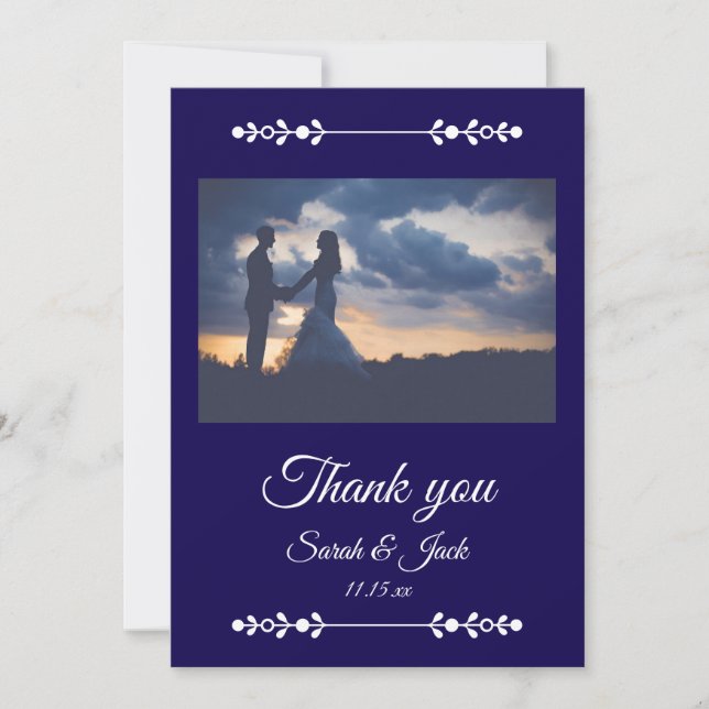 Tarjeta de agradecimiento de boda plana moderna de (Anverso)