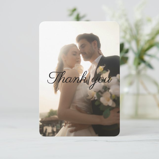 Tarjeta de agradecimiento de boda plana personaliz (Anverso de pie)