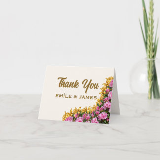 Tarjeta de agradecimiento de boda plegada de rodod
