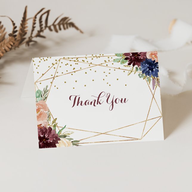Tarjeta de agradecimiento de Boda plegado con oro  (Subido por el creador)