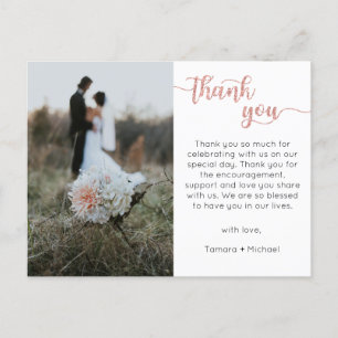 Tarjeta de agradecimiento de boda, postal de letra