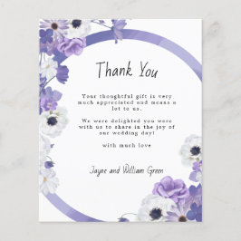 Tarjeta de agradecimiento de Boda Purple Floral de