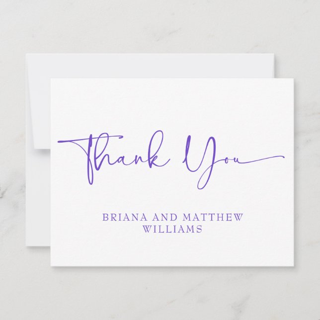 Tarjeta de agradecimiento de Boda púrpura (Anverso)