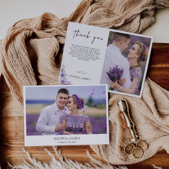 Tarjeta de agradecimiento de Boda púrpura (Purple Wedding Thank You Card)
