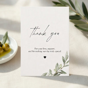 Tarjeta de agradecimiento de boda Rama de Olivo   