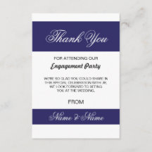 Tarjeta de agradecimiento de boda raya azul marino