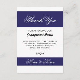 Tarjeta de agradecimiento de boda raya azul marino