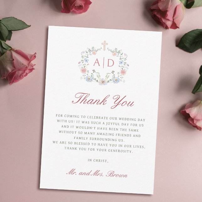 Tarjeta de agradecimiento de boda religiosa con ma (Subido por el creador)