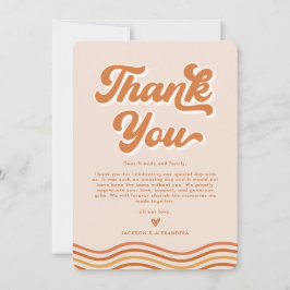 Tarjeta de agradecimiento de boda retro Boho Orang