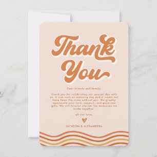 Tarjeta de agradecimiento de boda retro Boho Orang